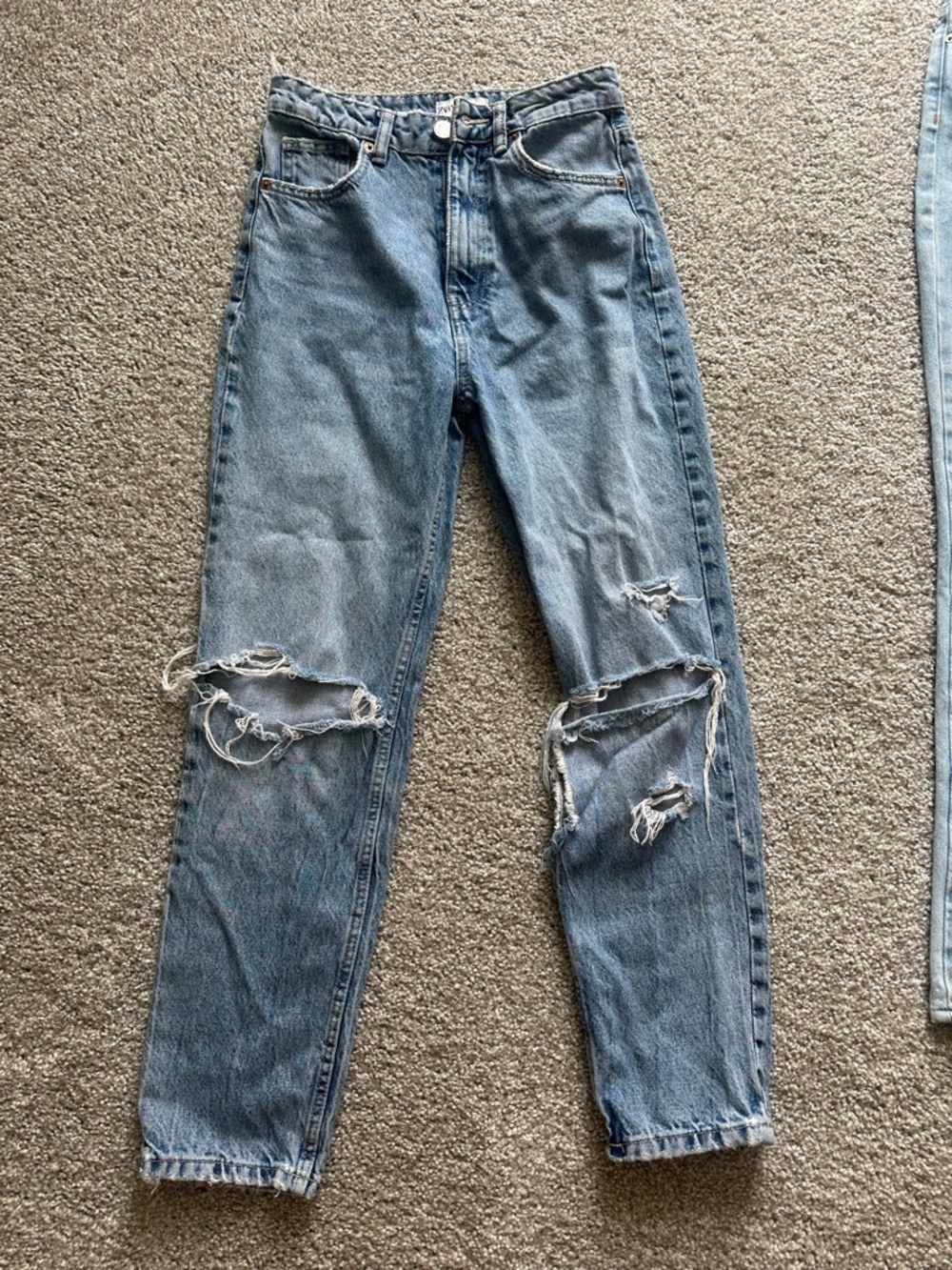 Zara Light Blue Distressed Denim Jeans